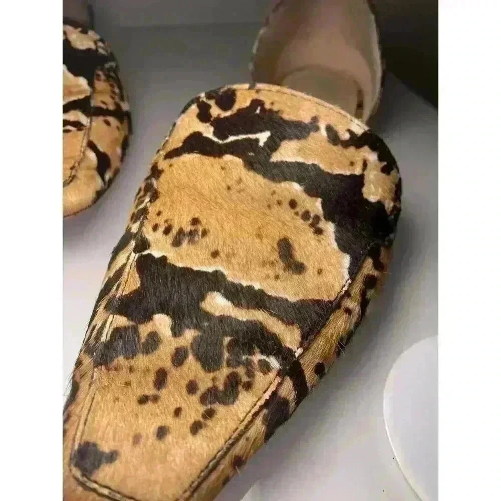 Vince Camuto Animal Print Real Cow Hair Kordie 3 Flats Size 7.5 Women's Unique